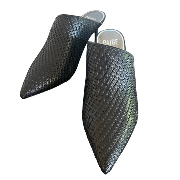 PAIGE Shoes - Paige brand leather woven point toe heel mule NWOB never worn NEW black